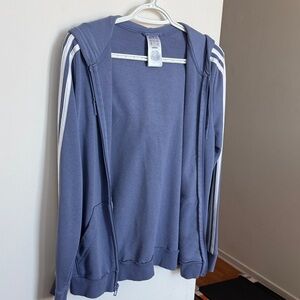 NWOT Adidas Blue Hoodie with White Stripes